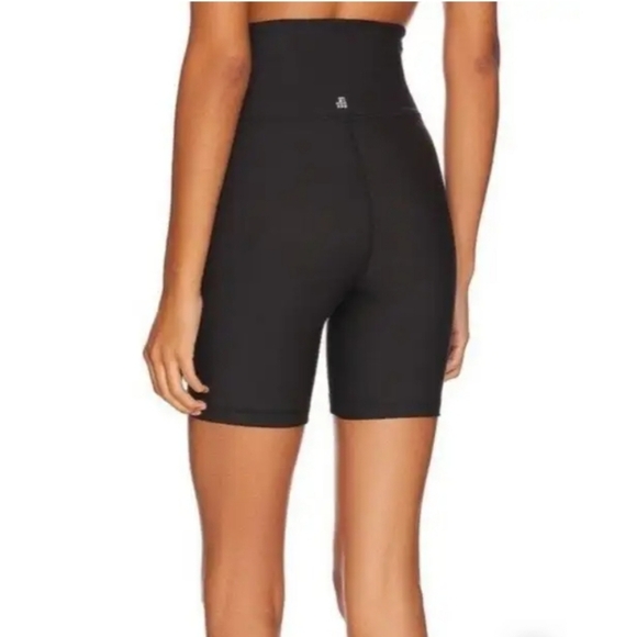 We Wore What Womens Black Lace Up Biker Shorts Sz 31 Corsette Look Athletic - Picture 2 of 14